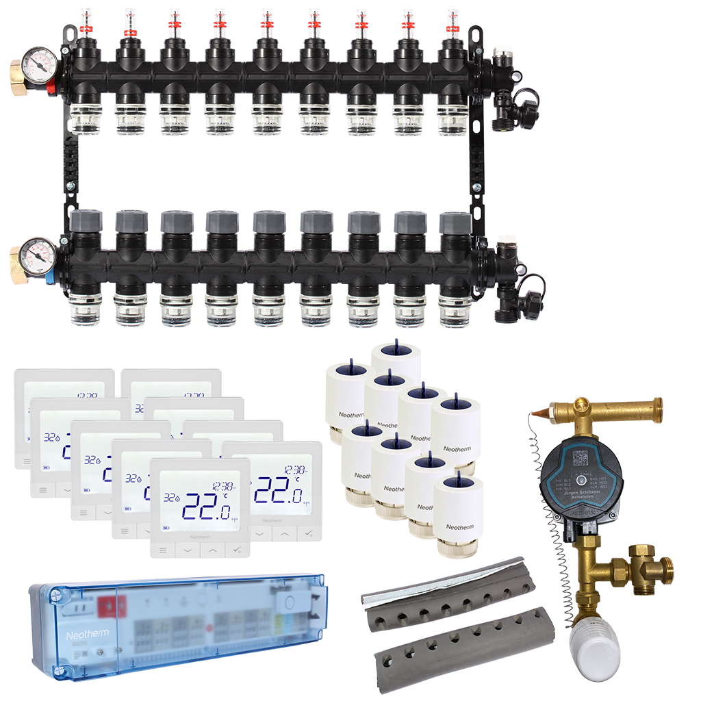 GULVVARMEPAKKE PUSH 20, M/FLOWMETER, 9-GREN M/SHUNT