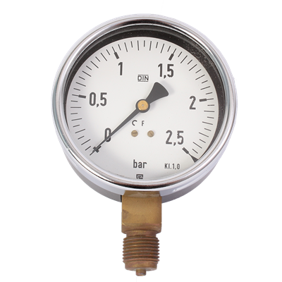 MANOMETER Ø100x1/2" RAD. KL.1,0 0+6 BAR